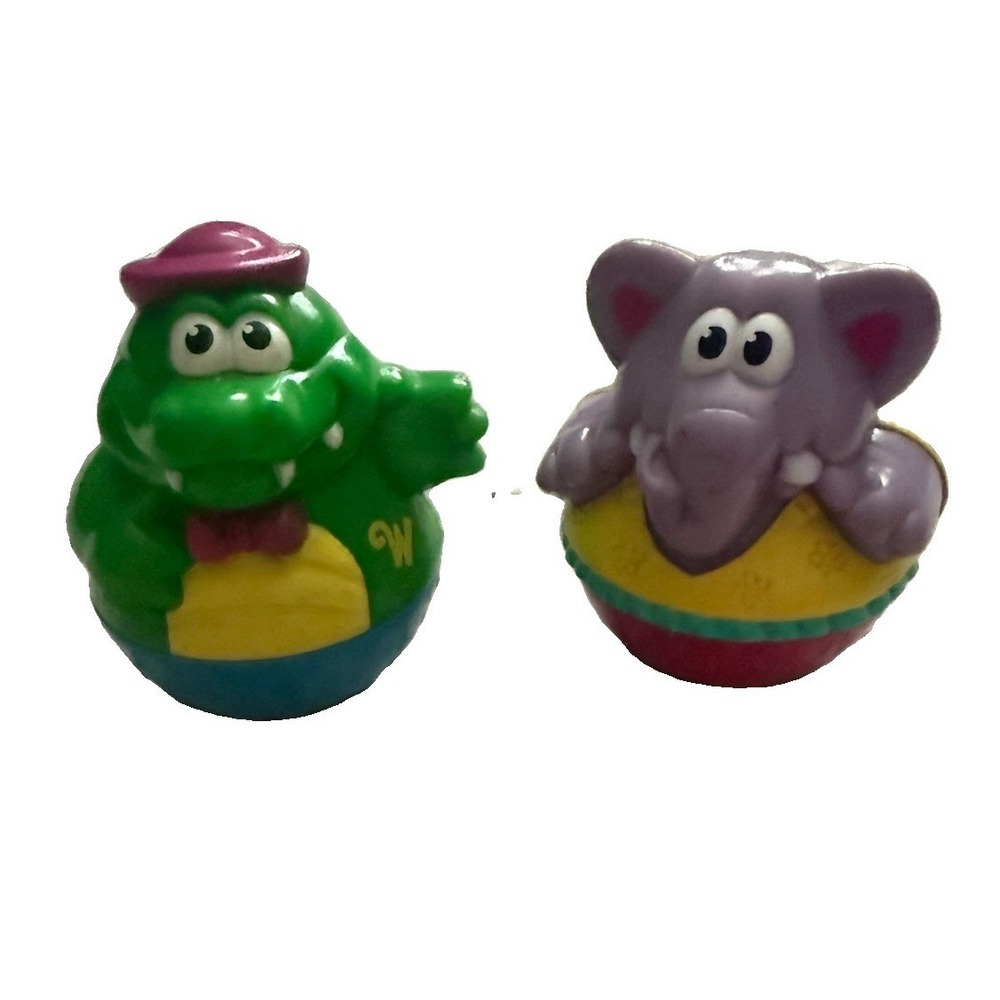 Vintage Hasbro Playskool Weebles Wobble Alligator Elephant - Lot of 2-2004- Y2K